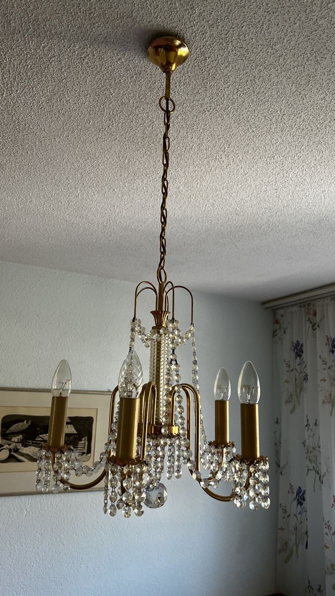 Lampadari & plafoniere: Kronleuchter Messing mit Glasbehang gebraucht – Usato da Neuenegg venduto da Magosaurus 1