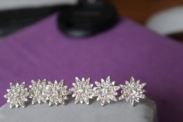 Hochzeit Haarschmuck Haarnadel Blume Strass Silber 6 St. Neu
