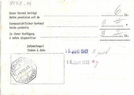 Carte-réponse SBB CFF 15.07.1943, Interlaken-Ost Einnahme