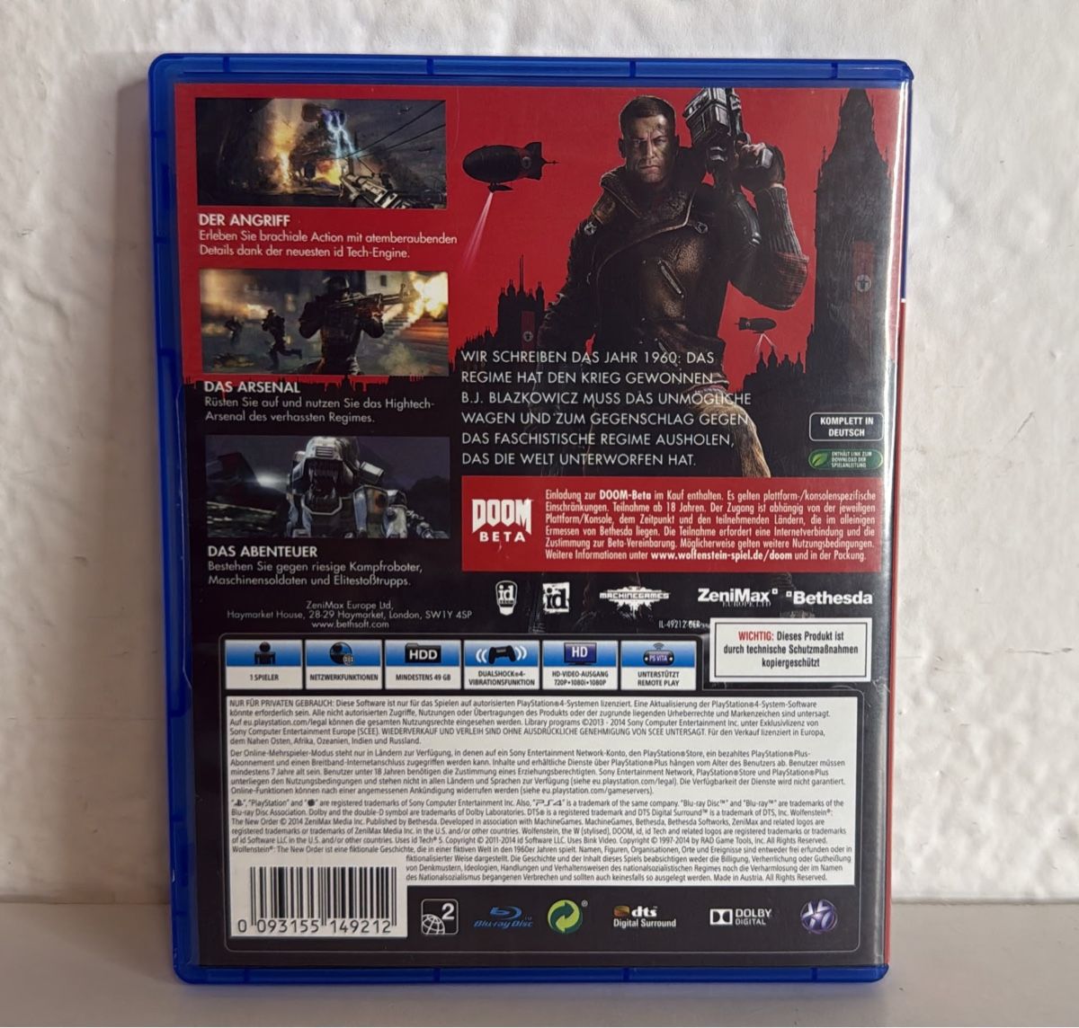 Sony Giochi: Wolfenstein The New Order PS4/PS5 - game disc and case – Usato da Ehrendingen venduto da bubulence 1