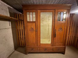 Massivholz-Schrank, Eiche, Antik um 1920 - Garderobenschrank