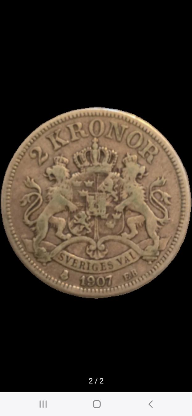Tutti le monete: pièce suédoise de 2 couronnes de 1907 – Usato da Genève venduto da Hoenn.