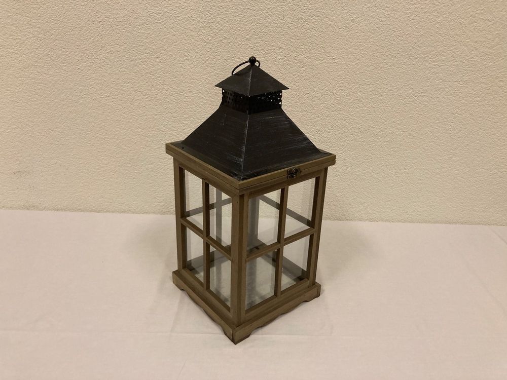 Damaloo Holzlaterne XXL 43 Cm - Vintage Windlicht Mit Glaseinsatz, Für Innen & Außen