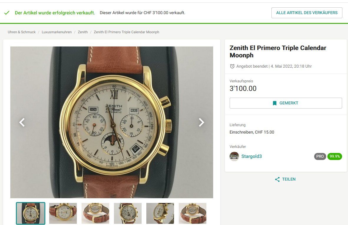 Zenith Orologi: Zenith Academy Automatic Chronograph mit Vollkalender – Usato da Meilen venduto da Anonymous3 6