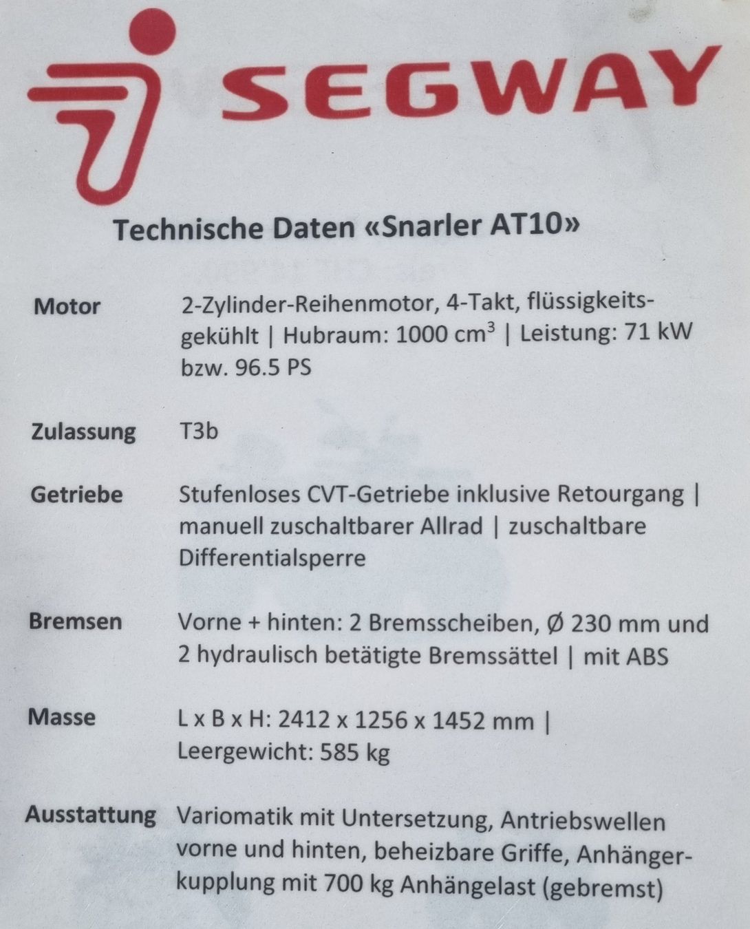 Segway ATV / Quad: Ab MFK mit T3b – Nuovo (secondo la descrizione) da Trimmis venduto da 0004 9