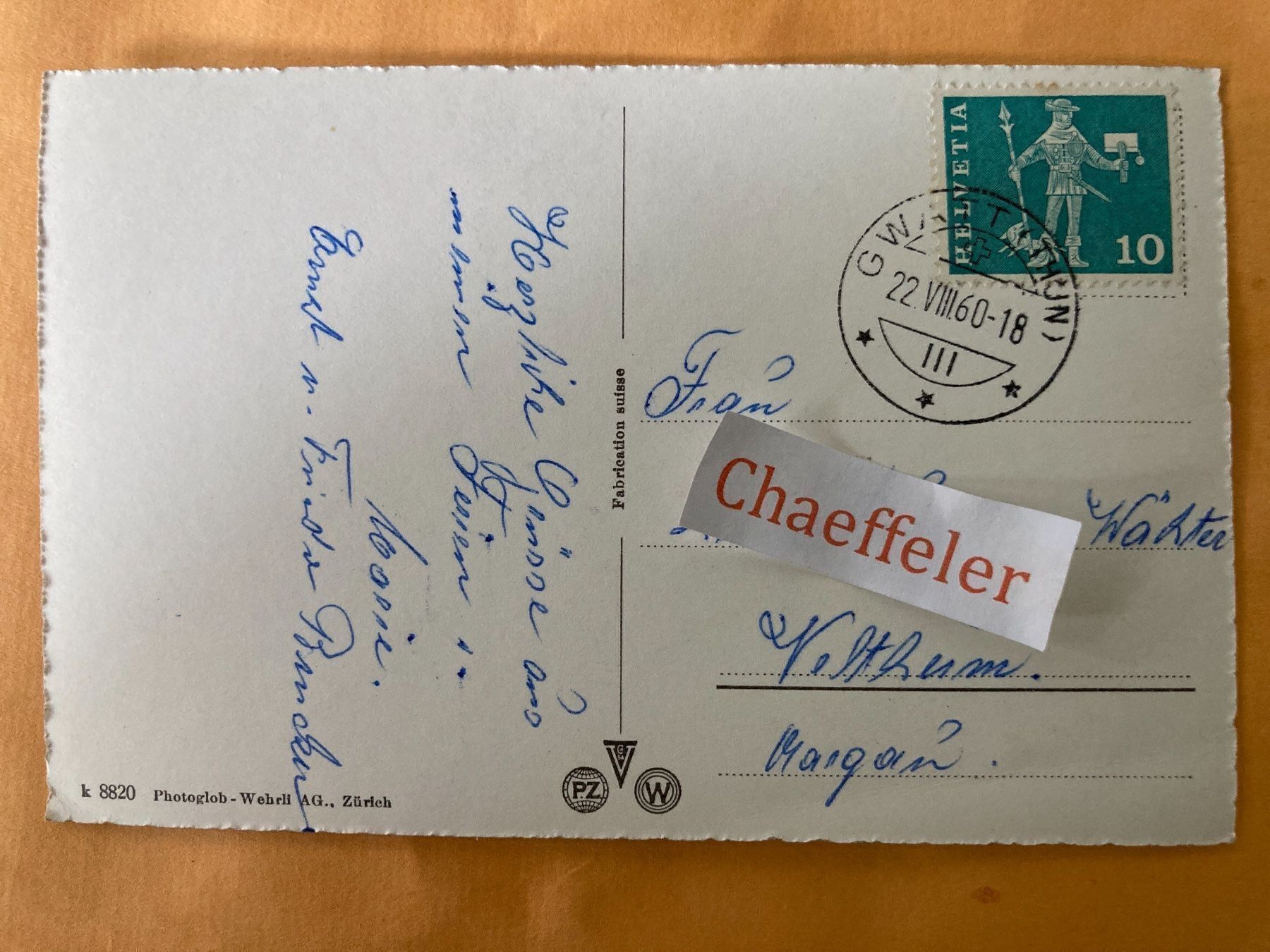 Ansichtskarten: 1960  Thun – Gebraucht aus Zürich von Chaeffeler 1