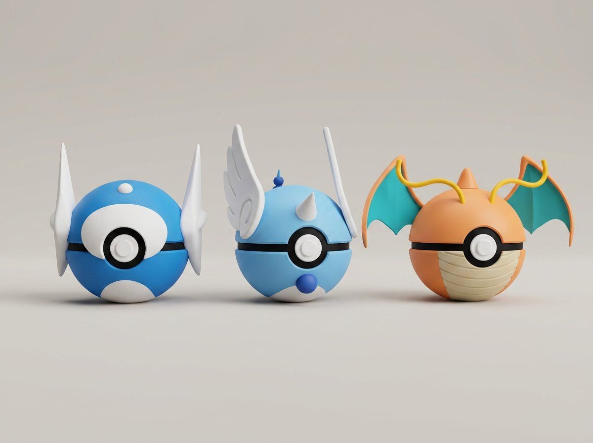 Statuette: Pokeball Dratini Evolution Set - 3D Printed – Nuovo (secondo la descrizione) da Ligornetto venduto da Nero_Forma_3D