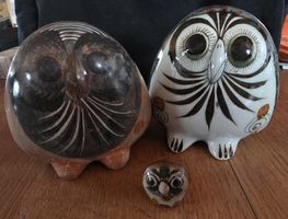 Eule Figuren 3 stk von Metiro Mexico alli zämä ein Preis