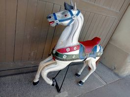 Karussellpferd Holz Pferd Rössli Vintage Deko Karussell Beiz