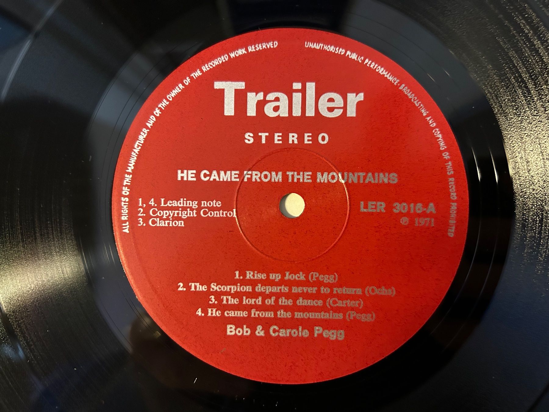 Dischi in vinile: Bob & Carole Pegg - Trailer  LP 1971 – Usato da Aesch BL venduto da BlueMusicRecords 2