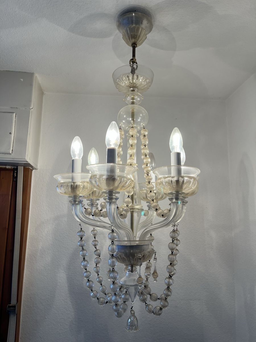 Lustres & lampes de plafonds: Murano-Kristallglaskronleuchter mit Goldsplitter – D'occasion à Basel par nm7_zx92