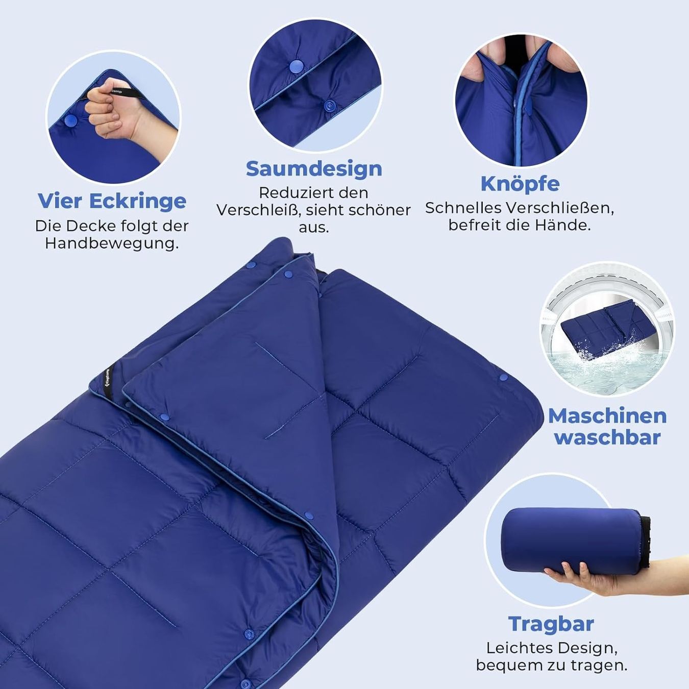 Coperte: Ultraleichte Reisedecke, Campingdecke, kompaktes Packmass – Nuovo e nell'imballaggio originale da Zürich venduto da MueDes 3
