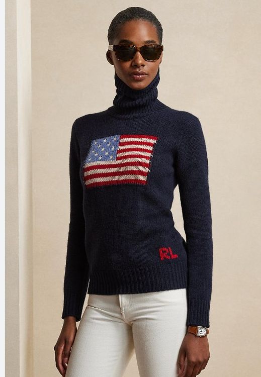 Blue American Flag Roll Neck | Claver/Luigi