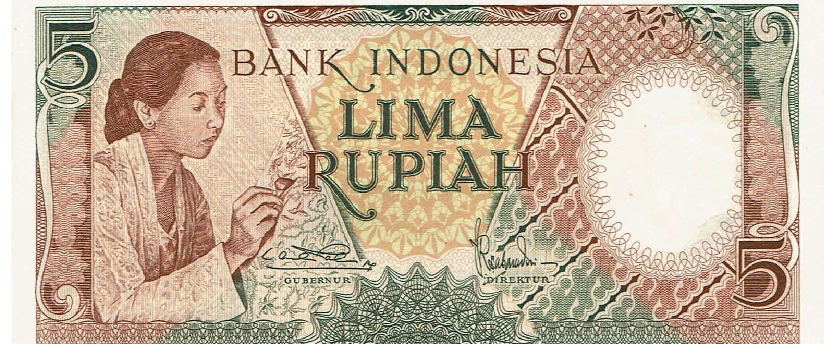 Banknoten: Indonesien 5 Rupiah 1958 P-55 UNZ – Neu (gemäss Beschreibung) aus Steffisburg von ber_8htf