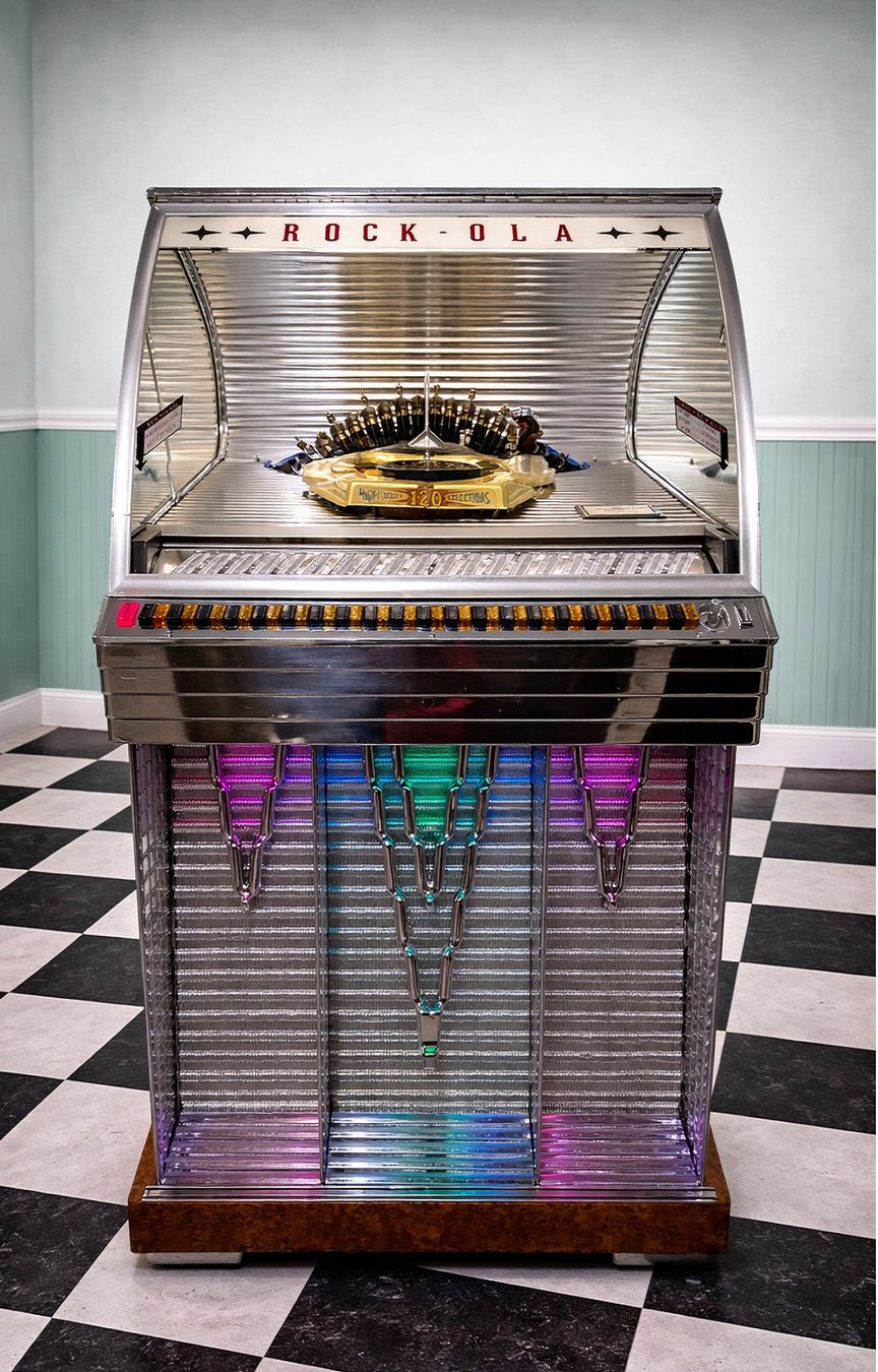 Rock-Ola Jukebox: Jukebox Rock-Ola 1448  von 1955 – Usato da Nuglar venduto da SwissJukebox