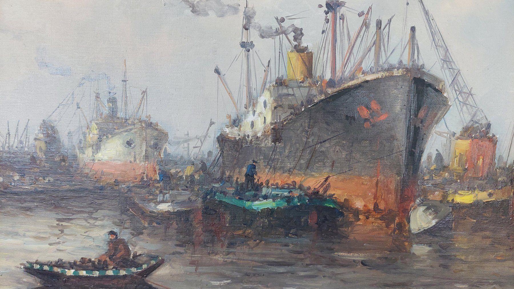 Gemälde: Ölgemälde Hafen, handsigniert, schöner Rahmen – Gebraucht aus Bollingen von Jan07 1
