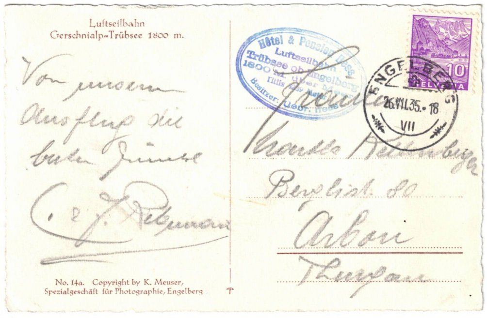 Cartoline postali: Engelberg - Luftseilbahn Gerschnialp--Trübsee – Usato da Binningen venduto da Mountainrider 1