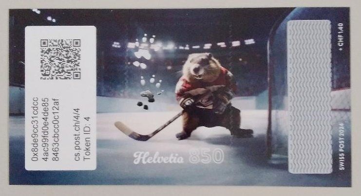 Tutti i francobolli: Swiss Crypto Stamp 4.0 ID 4 "Eishockey" mit NFT – Usato da Basel venduto da TokenID1