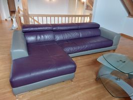Egoitaliano Sofa Ecksofa Leder lila/grau guter Zustand