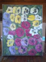 Gemälde Stiefmütterchen Acryl auf Leinwand ungerahmt 40x50cm