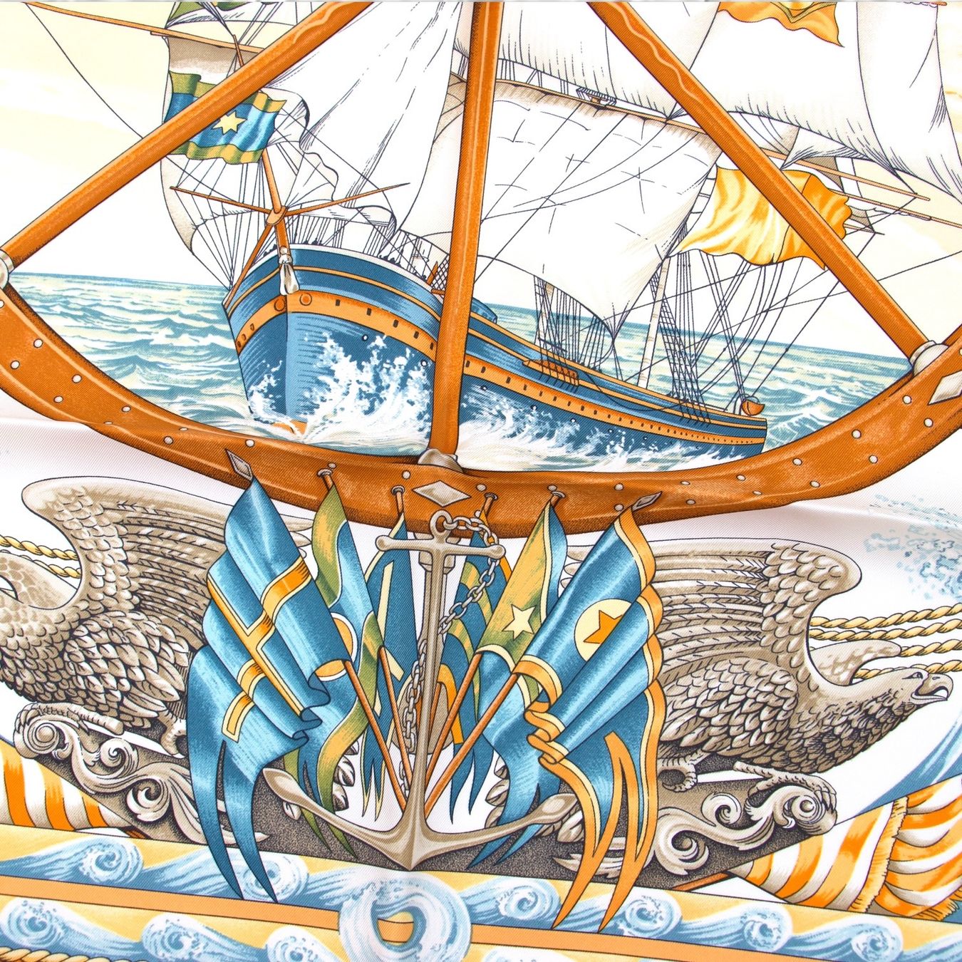 Hermès Foulards, Tücher & Schals: Hermès Carré "Vive le vent" orange – Gebraucht aus Binningen von Designerlabels 8