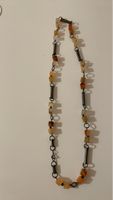 Collier vintage avec pierres naturelles et métal argenté