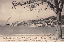 Neuchâtel, Vue sur l'Evole, circulée 1908