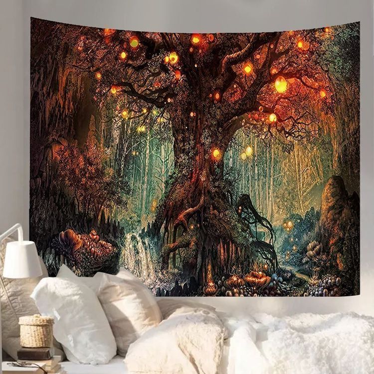 LB Wandteppich Winterlandschaft 235x180cm - Schneewald Dekoration Für Wohnzimmer