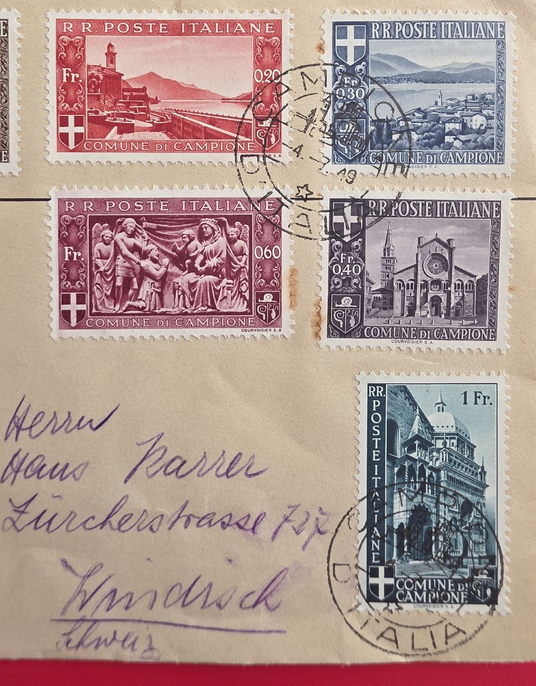 Tutti i francobolli: CAMPIONE Briefmarken -Brief – Usato da Bern venduto da Kocholo 7