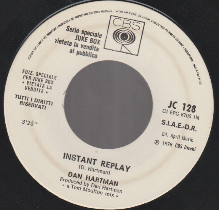 Dischi in vinile: 7 " juke box promo CHICAGO / DAN HARTMAN  ALIVE AGAIN / INST – Usato da Vezia venduto da Aquarius_Age 1