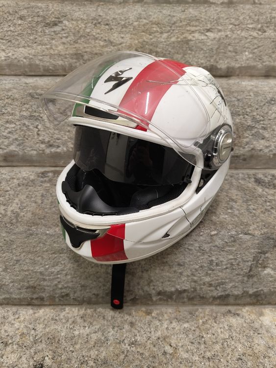 Casques & visières: Scorpion EXO-1000 Air Motorradhelm, Gr. M, Weiss-Rot-Grün – D'occasion à Zuerich par franckfelsen