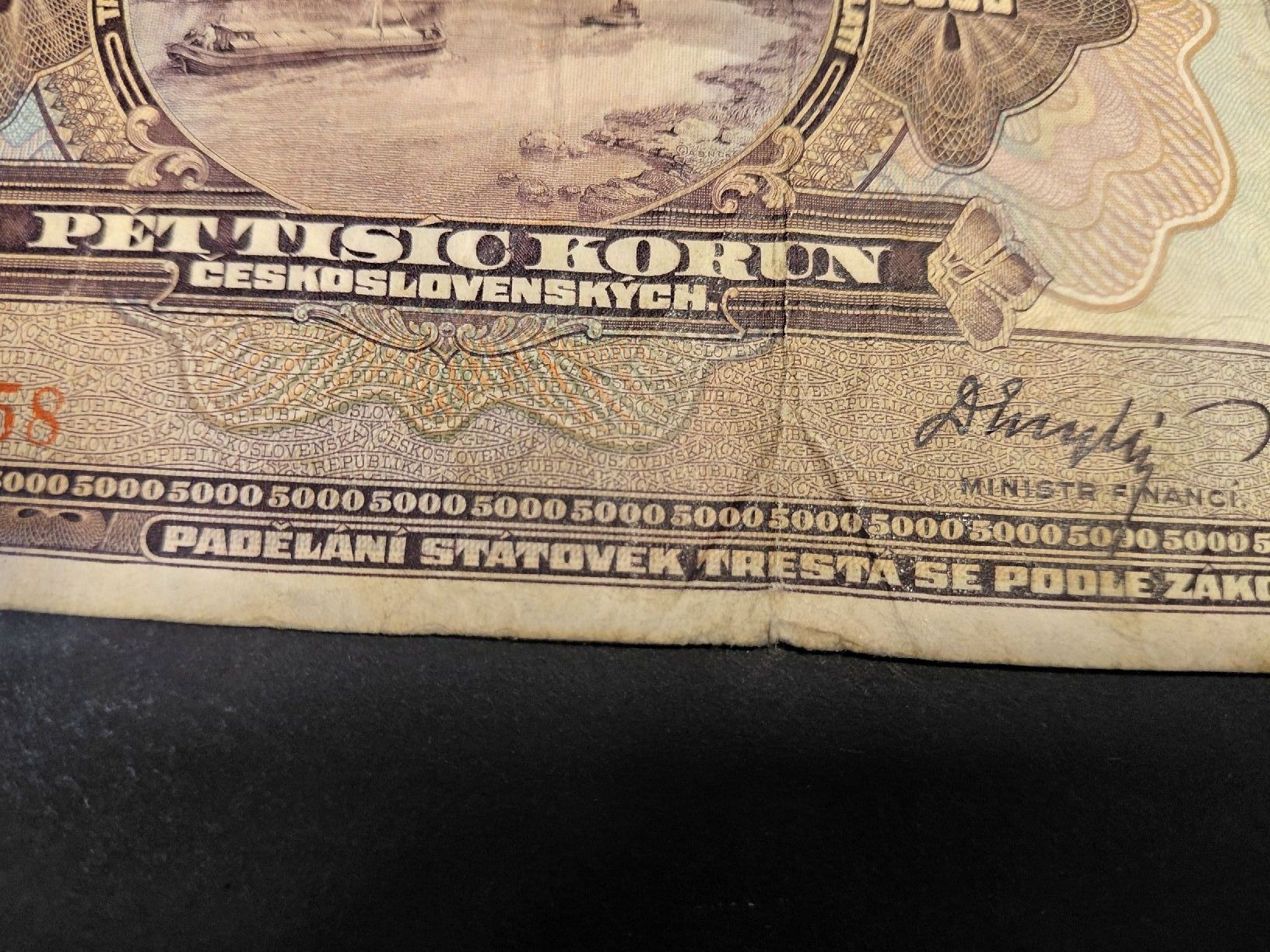 Banconote: Czechoslovakia 5.000 Korun 1920 no Specimen – Usato da Bern venduto da scottie3014 9