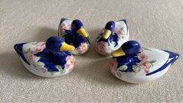Set von 4 Enten aus Keramik, handbemalt, Vintage