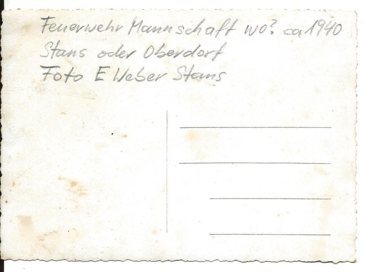 Cartoline postali: Stans oder Oberdorf NW  Feuerwehr Mannschaft  ca.1940 selten – Nuovo (secondo la descrizione) da Ennetmoos venduto da Ambuman 2