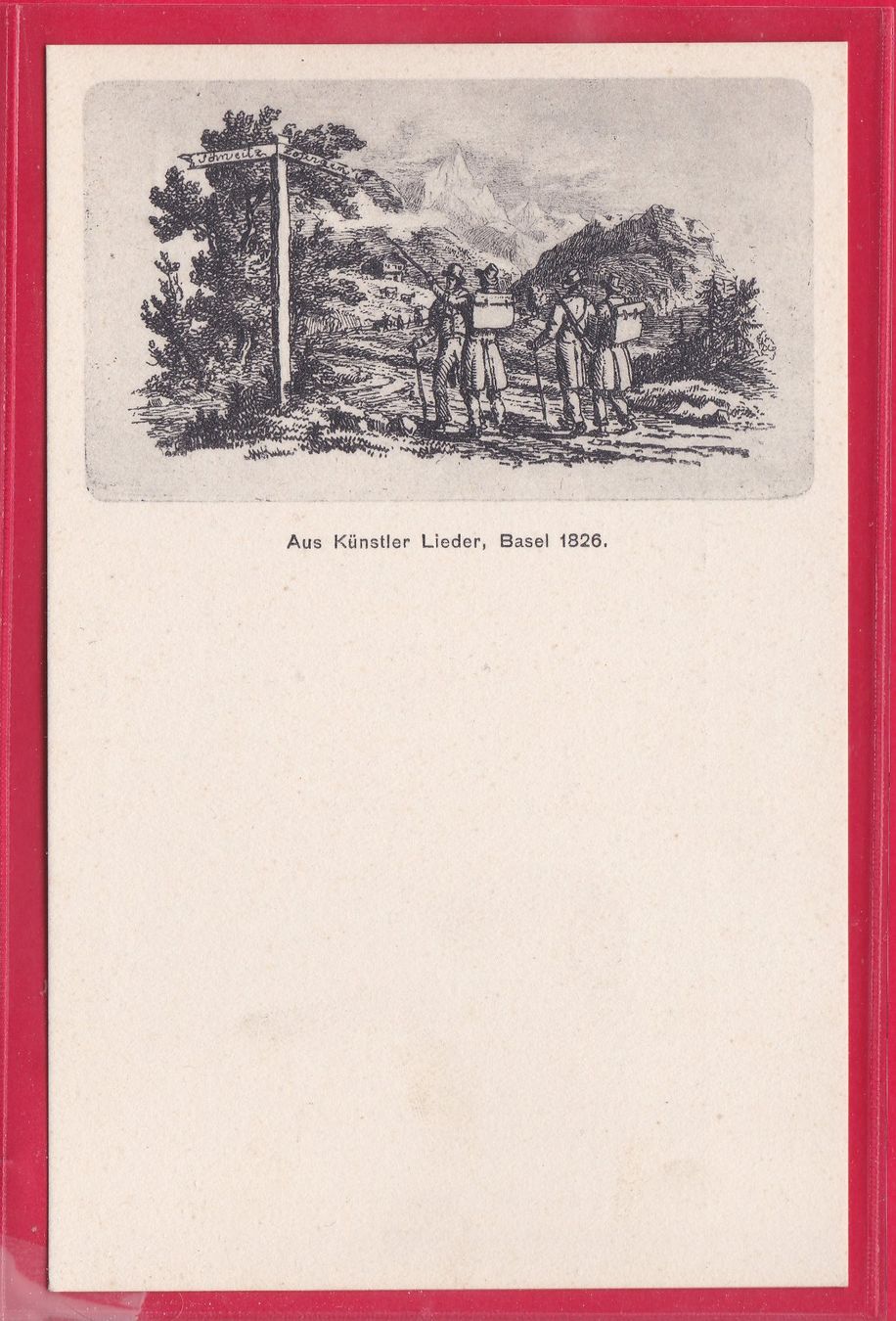 Cartoline postali: AUS KÜNSTLER LIEDER, BASEL 1826 – Usato da Oberrieden venduto da Gebirgsstelze