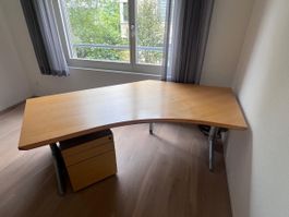 Eckschreibtisch höhenverstellbar Holz