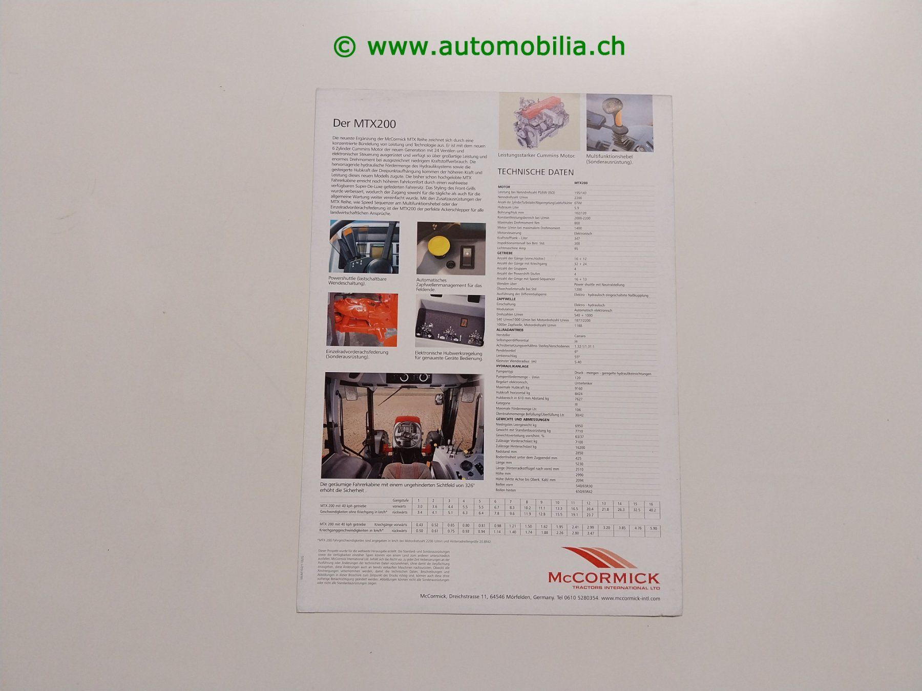 Documents: McCormick MTX200 Prospekt deutsch – D'occasion à Weingarten-Kalth par Bettelbruenneli 1