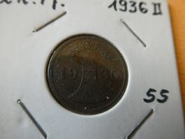 Dt. Reich 1936 D,  2 Reichspfennig