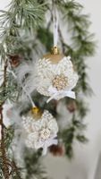 2 x Kugel Shabby Chic Weihnachten Weihnachtskugel Beigegold