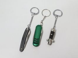 3 Stk. Schlüsselanhänger Messer 60's , 80's , ... unbenutzt