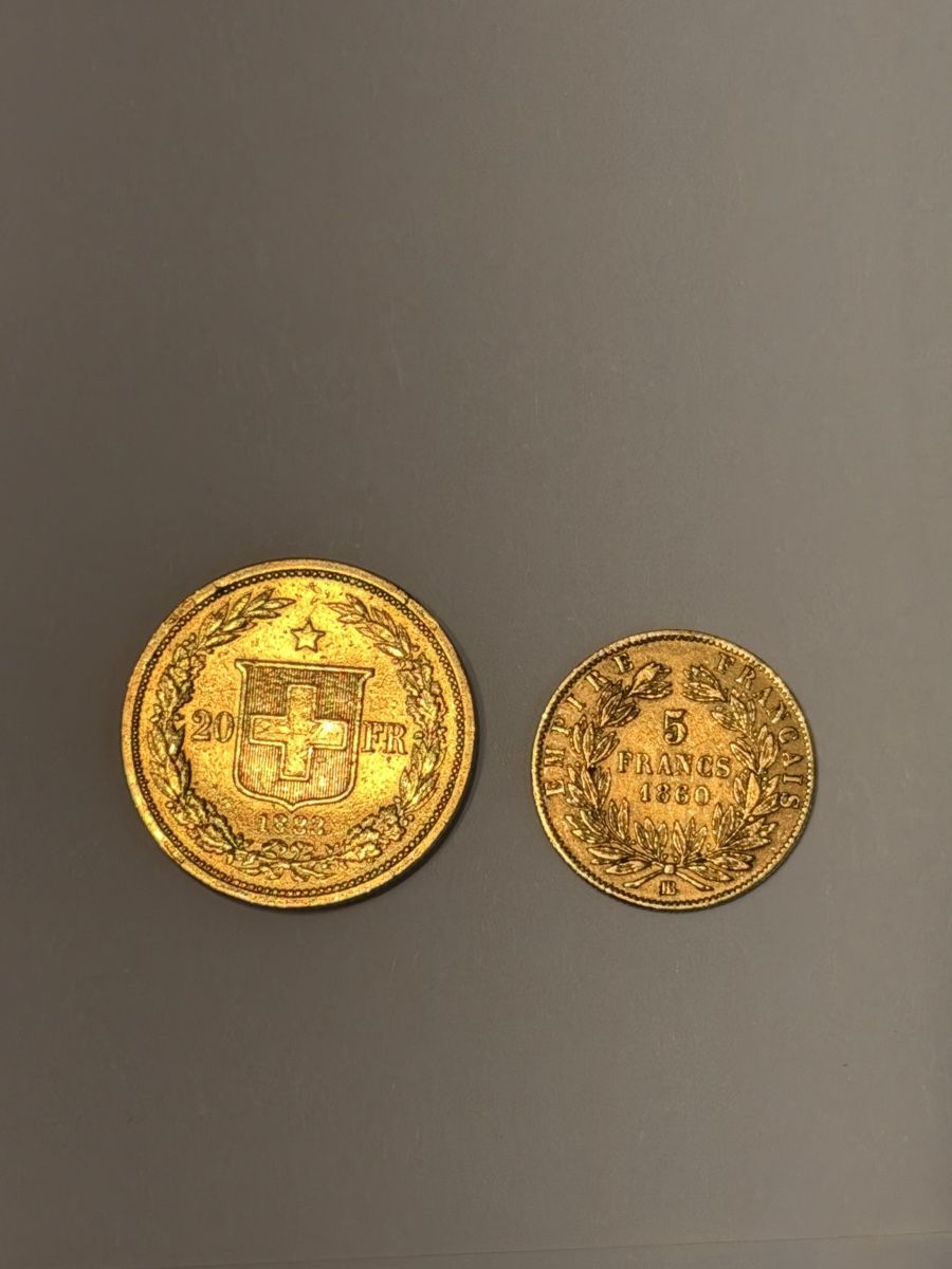 Tutti le monete: 20er Vreneli 1883 & 5 Francs 1860 – Usato da Zürich venduto da Watches-Co.
