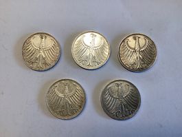 5 x 5 DM Silberadler 1951-1967