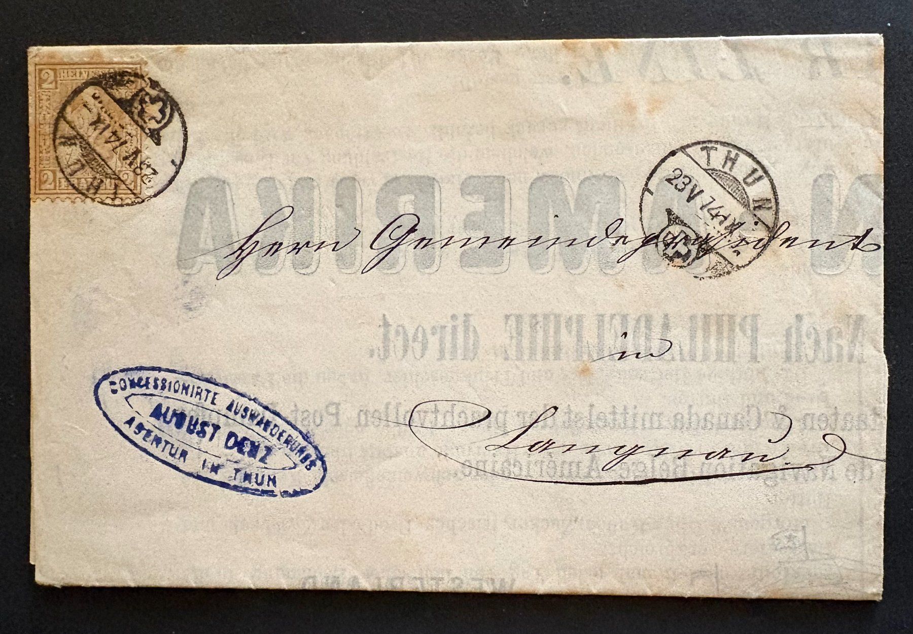 Alle Briefmarken: FALTBRIEF 1874 ANTWERPEN-AMERIKA – Gebraucht aus Ostermundigen von Heavenmaus75