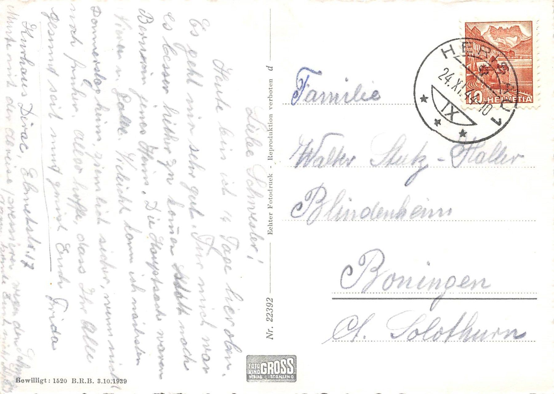 Ansichtskarten: Herisau mit Säntis – Gebraucht aus Ottikon b.Kemptth. von Neptun1974 1