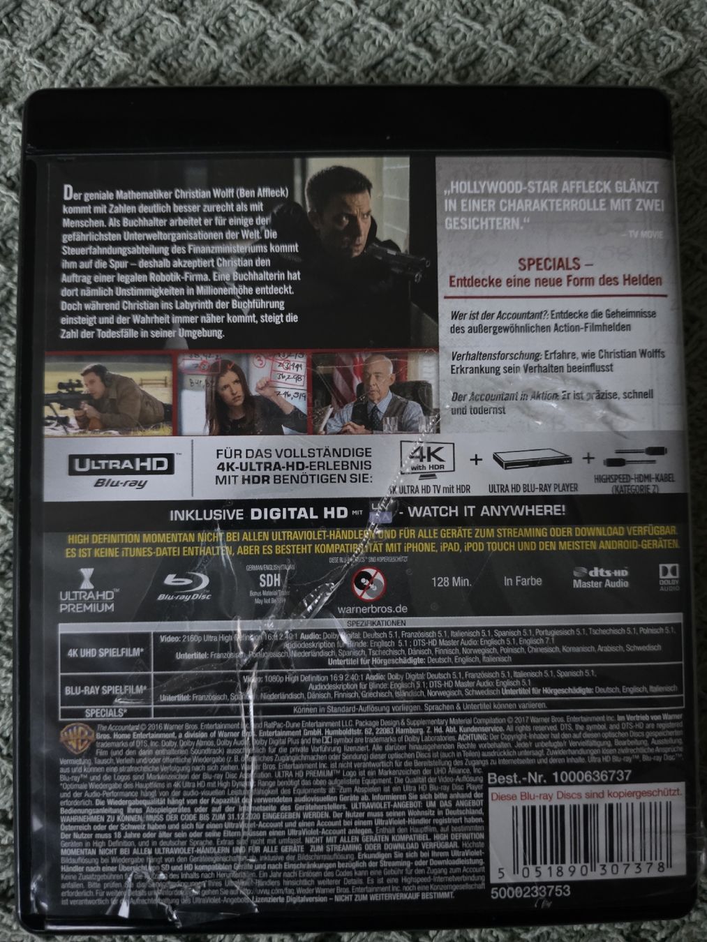Tutti i DVDs: The Accountant - 4K UltraHD + Blu-ray  – Usato da Ellikon a d Thur venduto da razzorblog 1