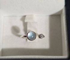 Bague réglable en argent 925 avec Topaze et Diamant 