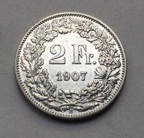 1907 2 Franken in Top Erhaltung -unz
