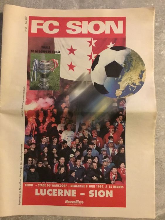 Maillot De Football FC Sion, Finale Coupe Suisse 2017, Taille L, Homme, Très Bon état