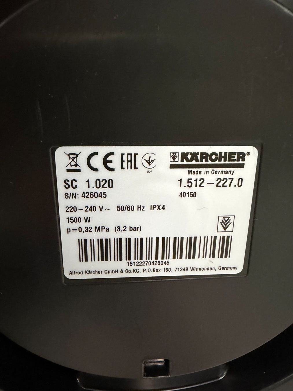 Kärcher Dampfreiniger: Kärcher Sc 1.020 3.20 Bar, 1500 W – Gebraucht aus Meisterschwanden von Kian_K 3