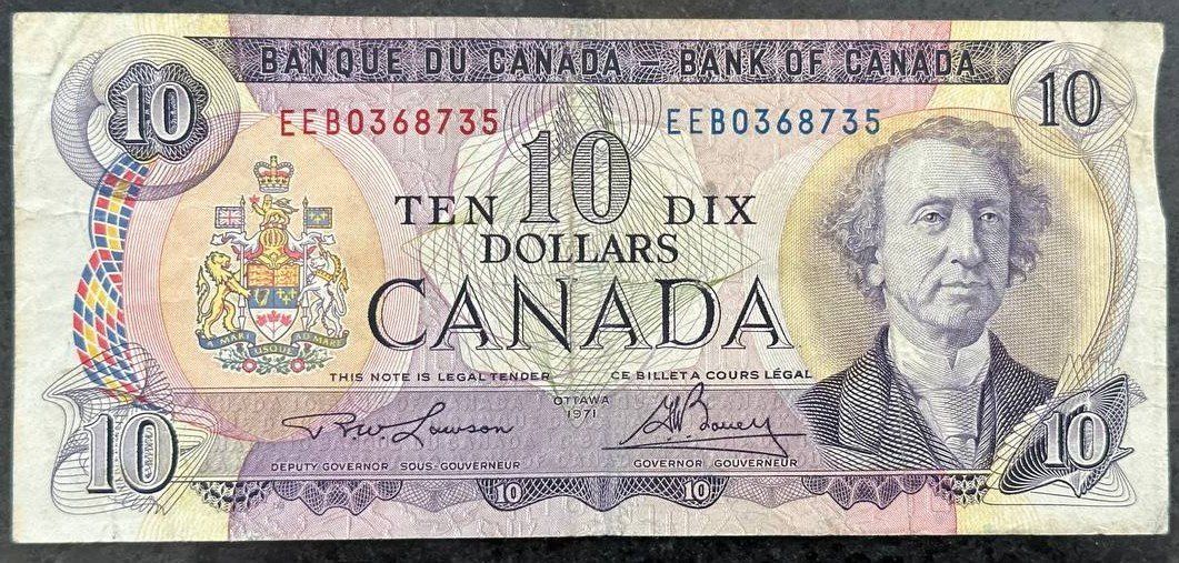 Banconote: Kanada 10 Dollar Note 1971 - Seltene Sammlernote – Usato da Beringen venduto da Mantafisch1